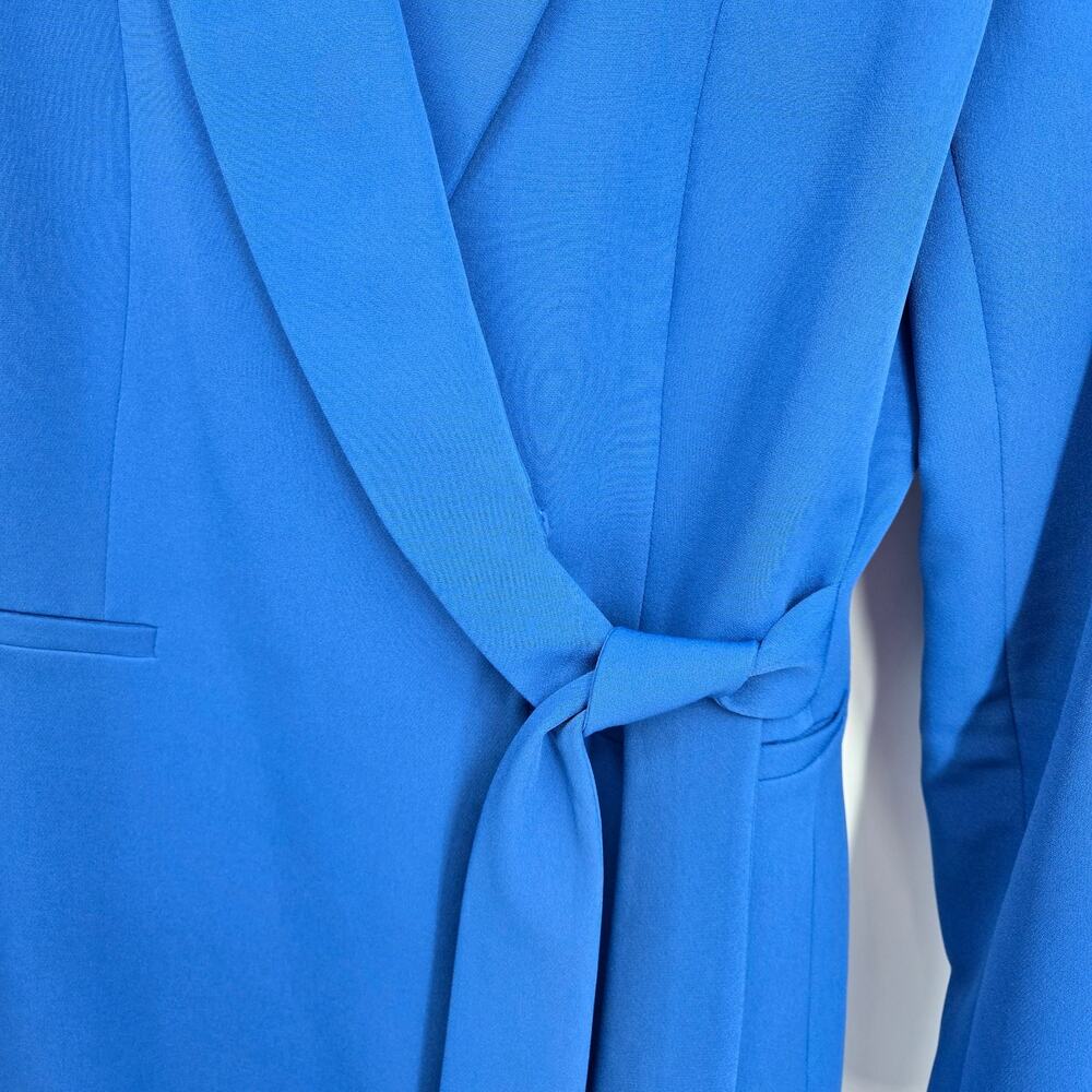 Tahari ASL 2 Side-Tie Blazer Dress Atlantic Blue Wrap Long Sleeve Collared - Picture 7 of 10